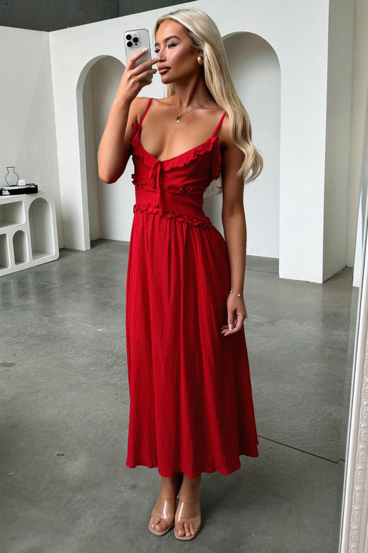 Nicola Midi Dress - Red