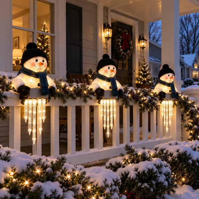 ⛄WinterGlow Snowman Icicle Light Decor