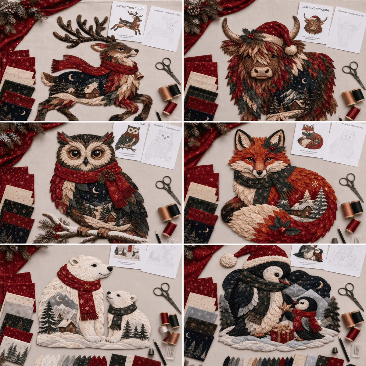 🎄🎅Christmas Woodland Wildlife DIY Patchwork Kit–✨Create a Festive Handmade Keepsake (📦Buy 2 Free Shipping)