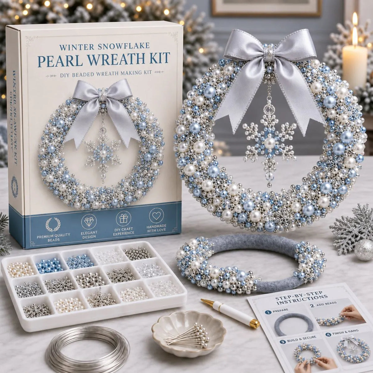 DIY Pearl Art - Christmas Wreath