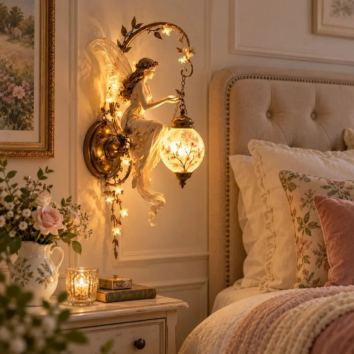 Enchanted Fairy Blossom Lantern Wall Light