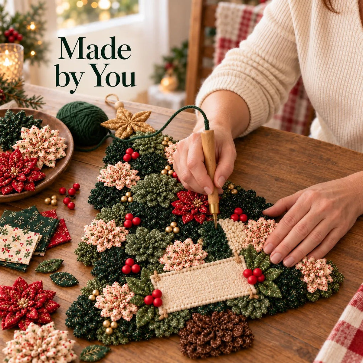 🎄✨Christmas Fabric Flower Door Hanging DIY Kit