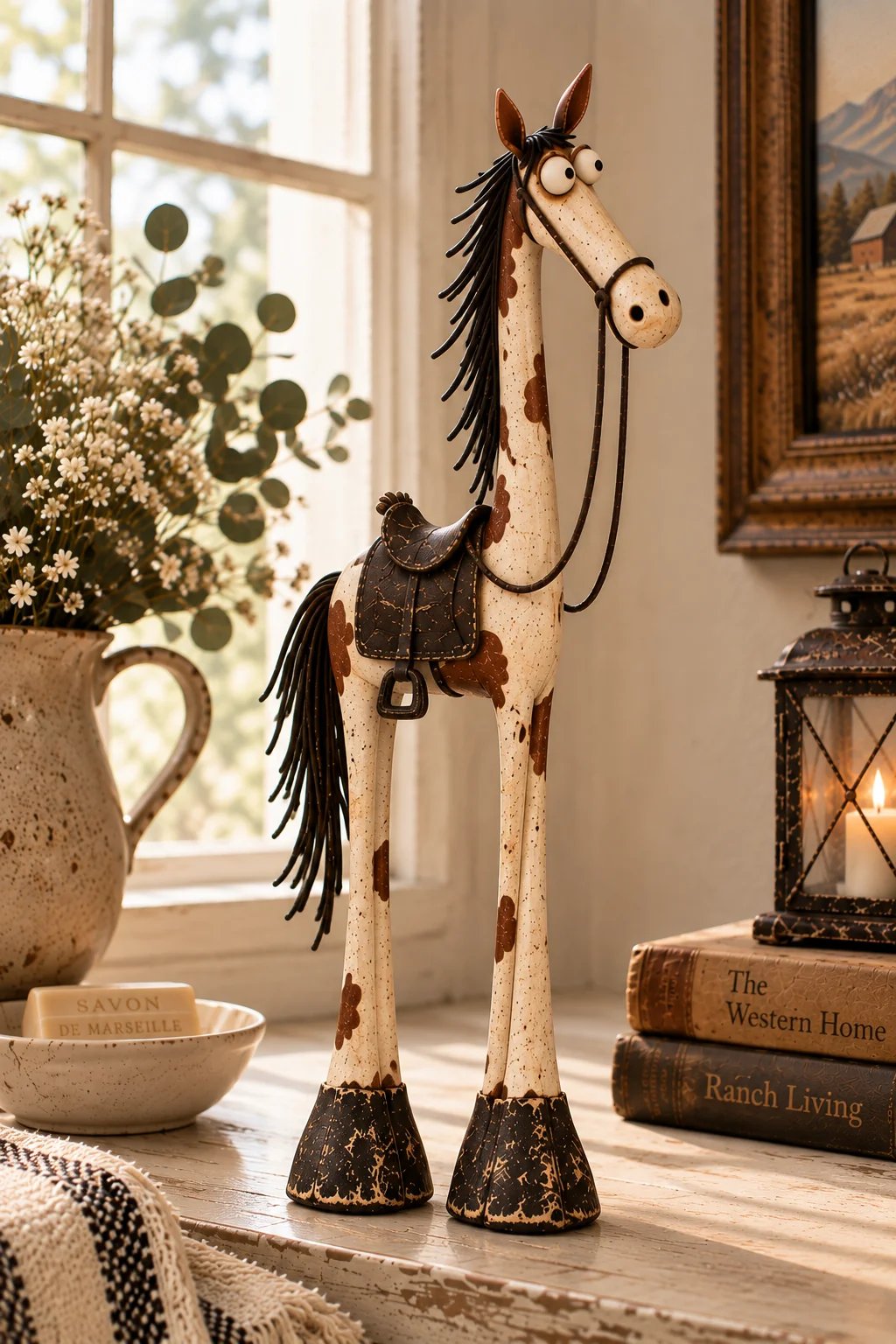 🤠🐴Whimsical Western Cowboy & Horse Figurine Duo