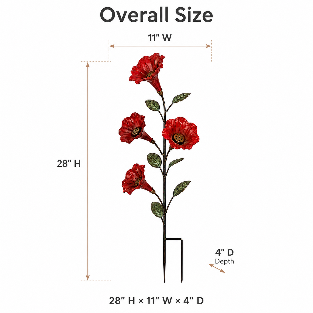 🌸Vintage Red Flower Hummingbird Feeder Garden Stake