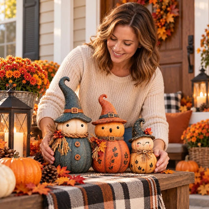 Vintage Pumpkin Witch Figurine Collection