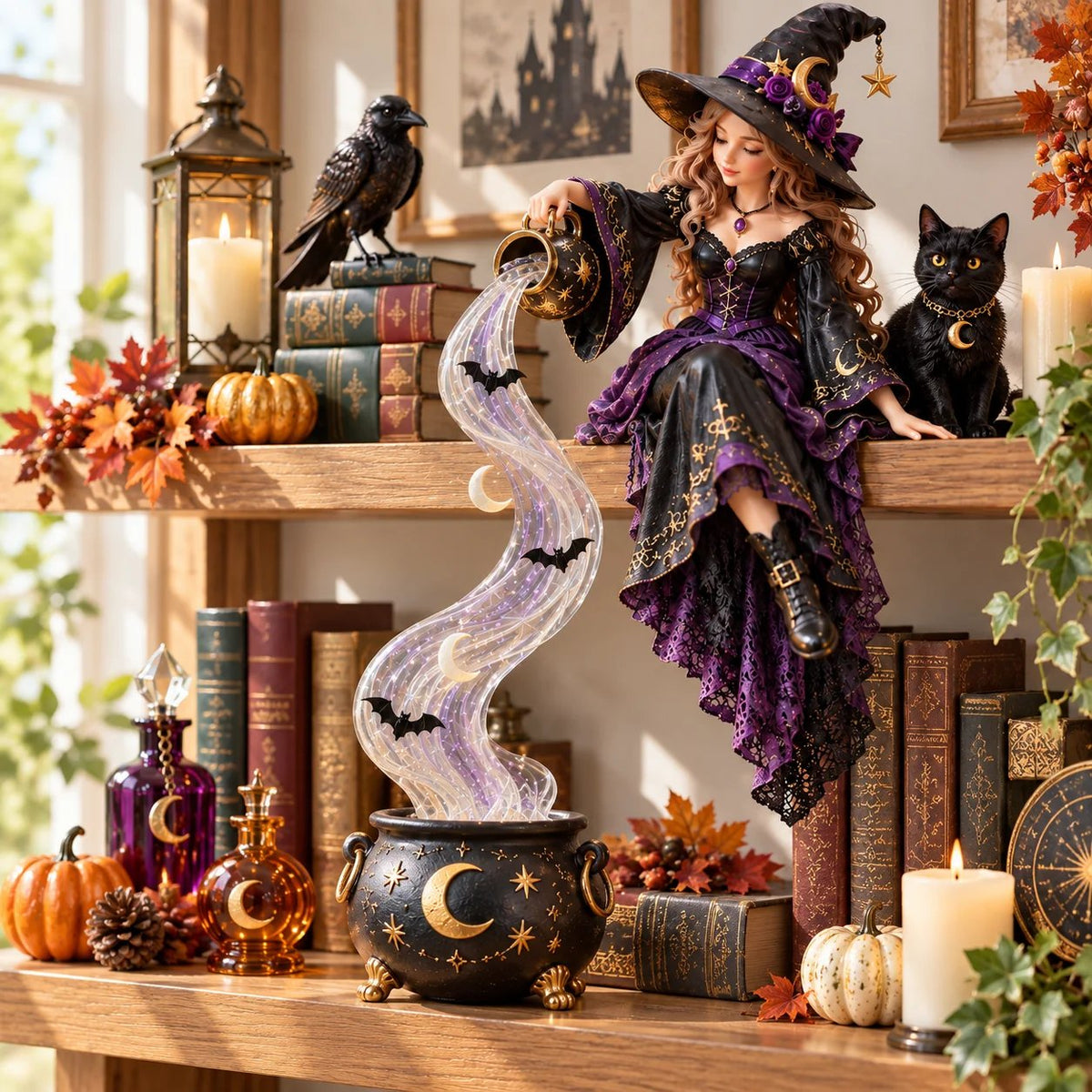 ✨ Halloween Magic Cascade Shelf Light CollectionTM – Enchanted Bookcase Decor