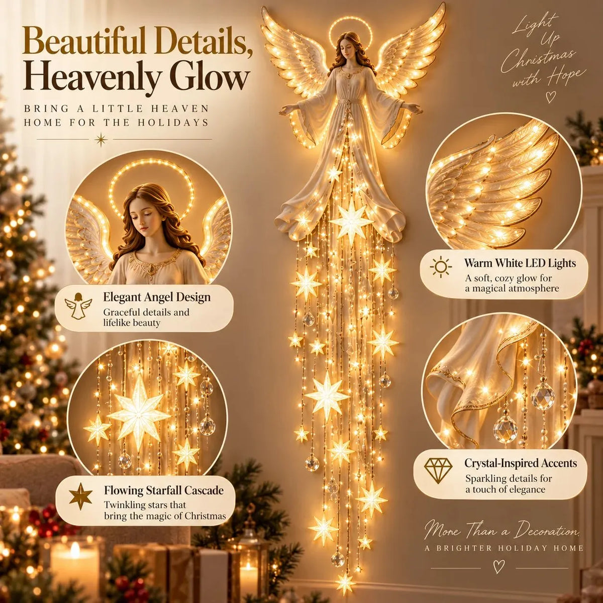 ✨Angel Blessing Starfall Wall Light – Heavenly Christmas Wall Decor
