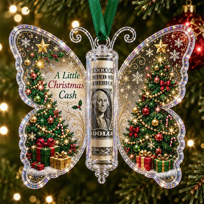🦋💵 3D Embossed Butterfly Christmas Cash Gift Ornament – Holiday Money Holder Keepsake 🎄✨