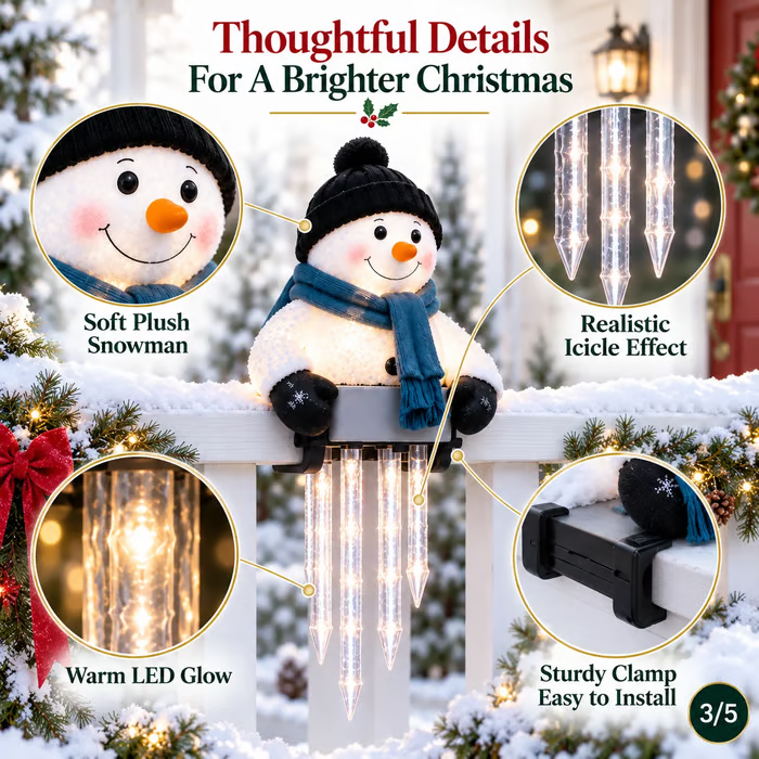 ⛄WinterGlow Snowman Icicle Light Decor
