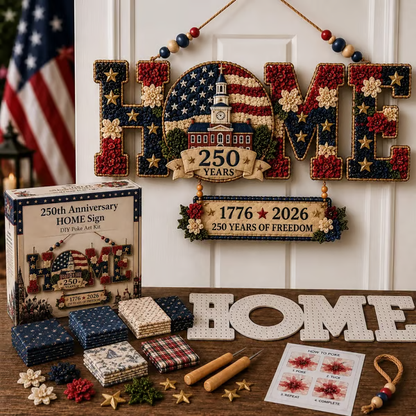🎄🏡DIY Fabric Poke Art HOME Sign Kit – No-Sew Seasonal Door & Wall Hanging Craft