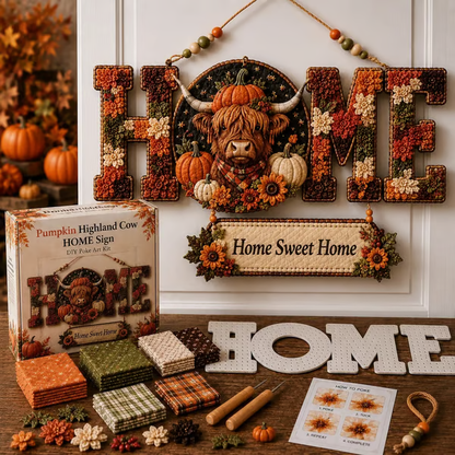 🎄🏡DIY Fabric Poke Art HOME Sign Kit – No-Sew Seasonal Door & Wall Hanging Craft
