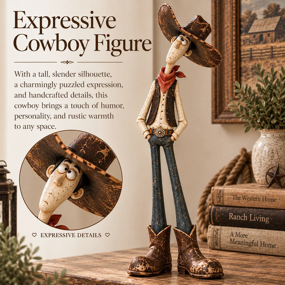 🤠🐴Whimsical Western Cowboy & Horse Figurine Duo