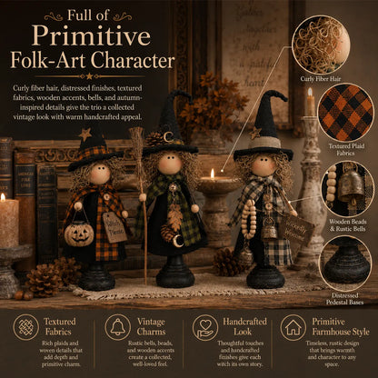 🎃🧙‍♀️Rustic Halloween Witch Figurines