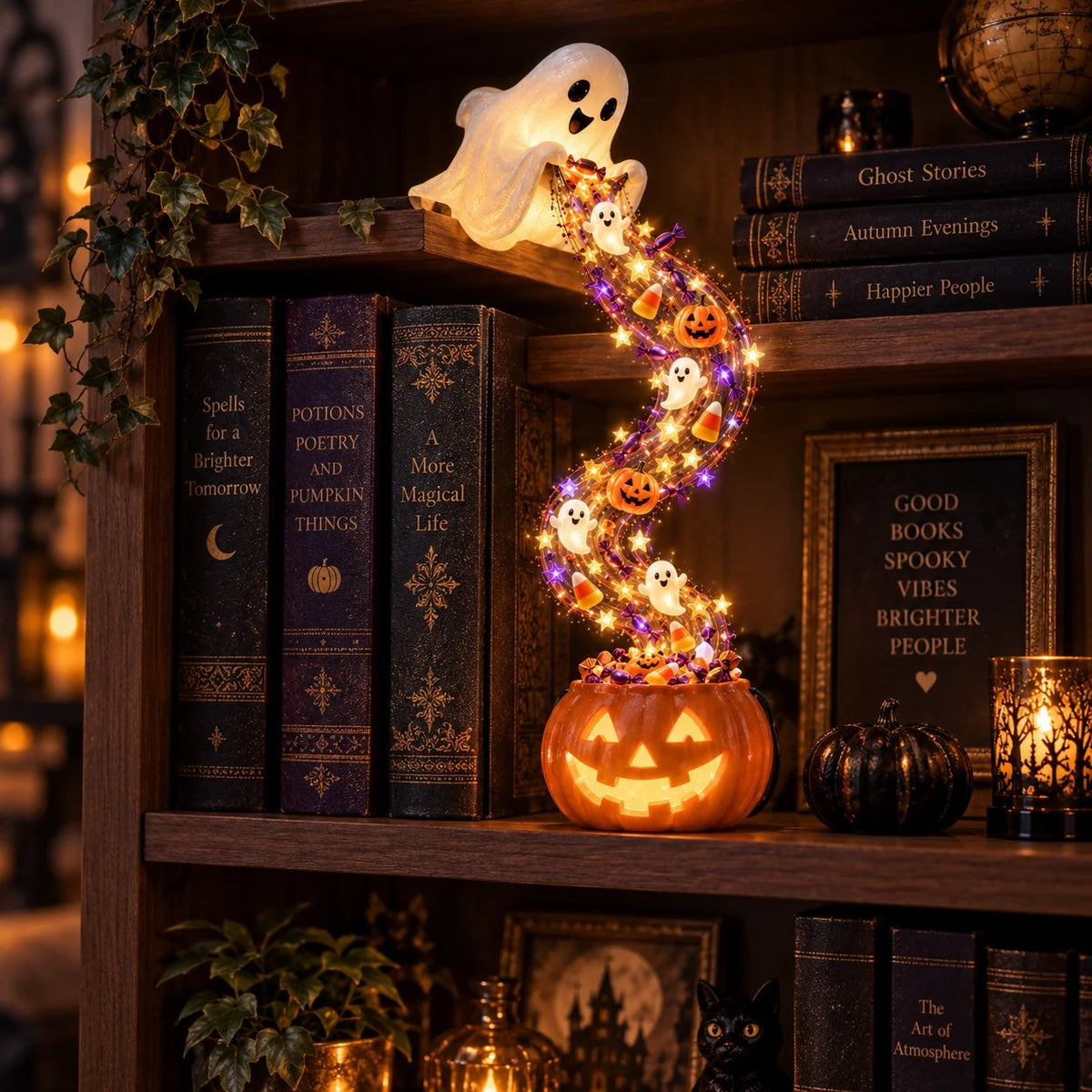 ✨ Halloween Magic Cascade Shelf Light CollectionTM – Enchanted Bookcase Decor