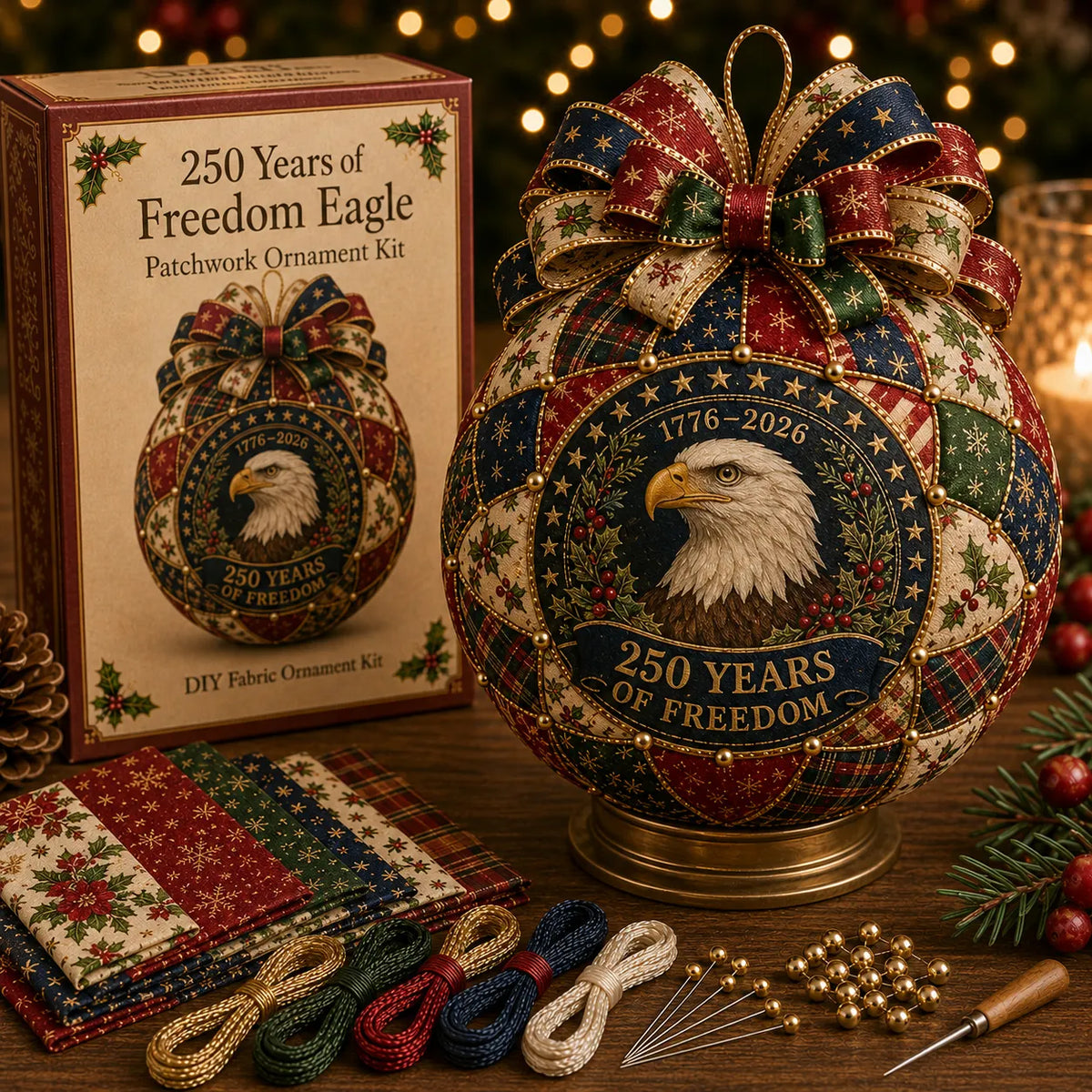 ❤️🎄 USA 250th Anniversary Christmas Patchwork Ornament DIY Kit