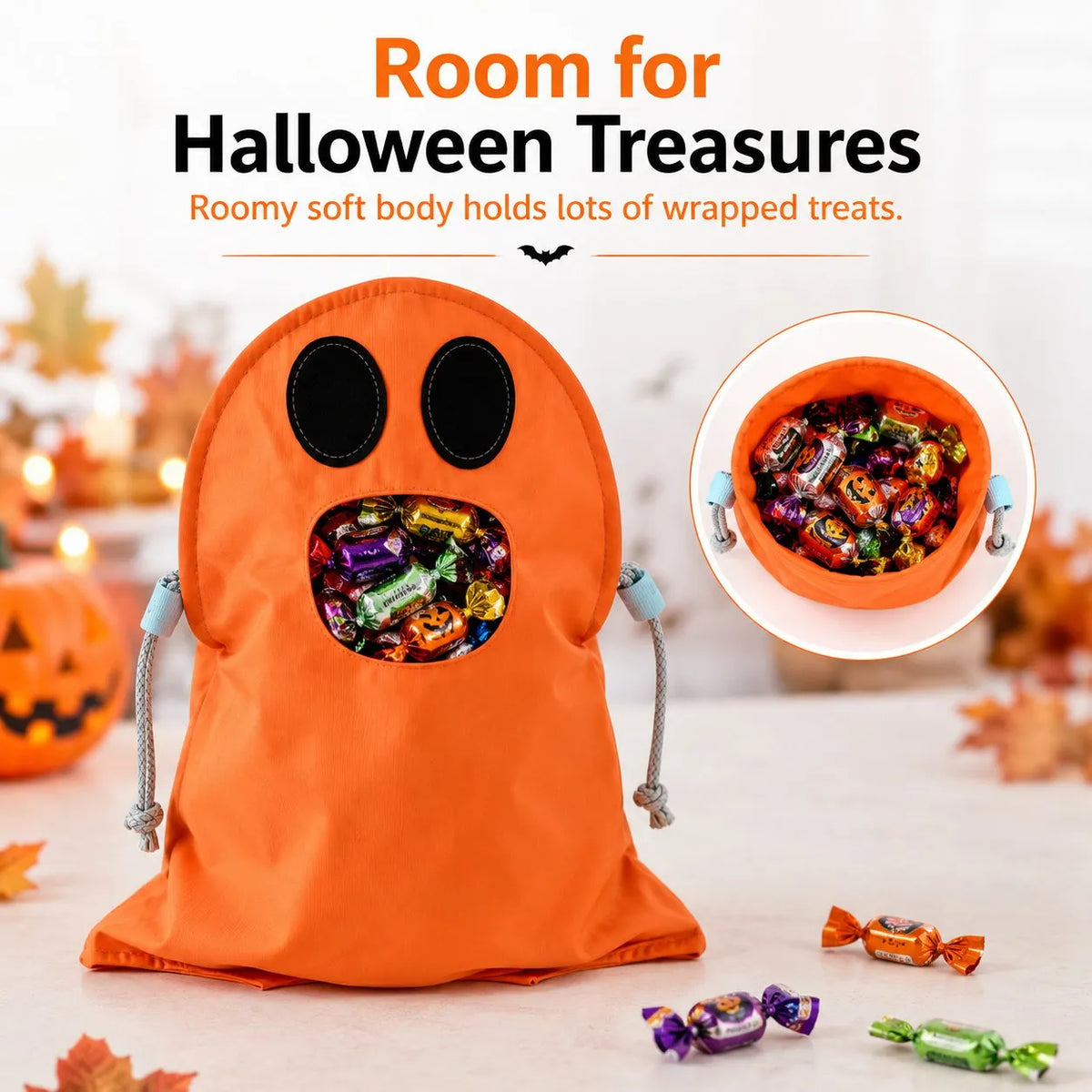 👻 Hands-Free “Feed the Ghost” Halloween Treat Bag for Kids  🎃🍬
