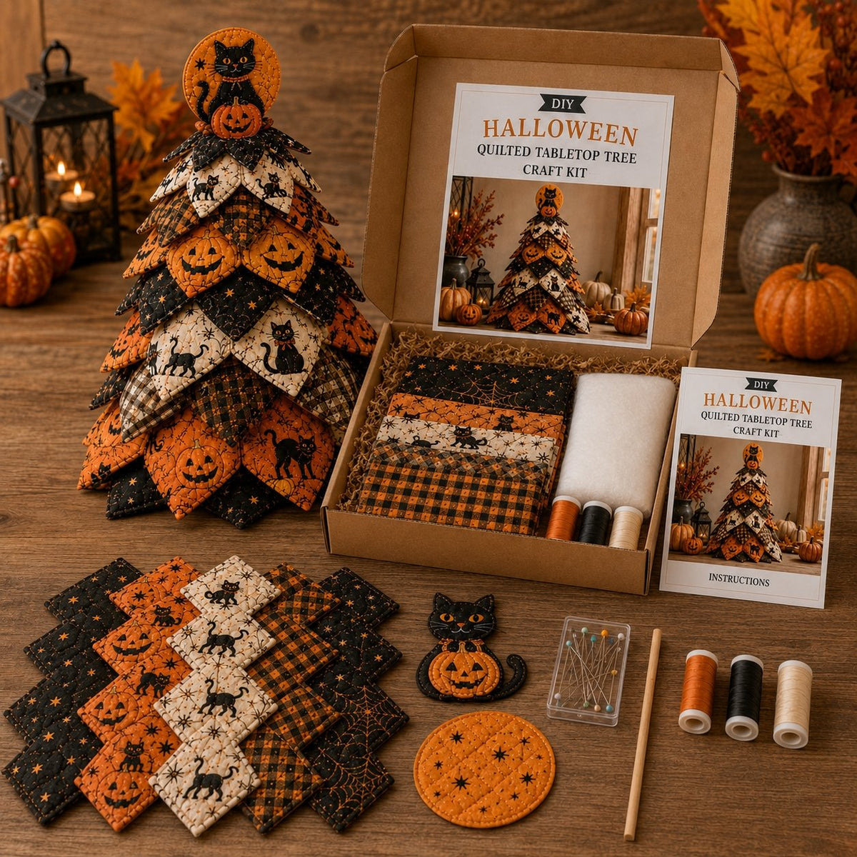 🎃🧵DIY Halloween Quilted Fabric Tree Kit