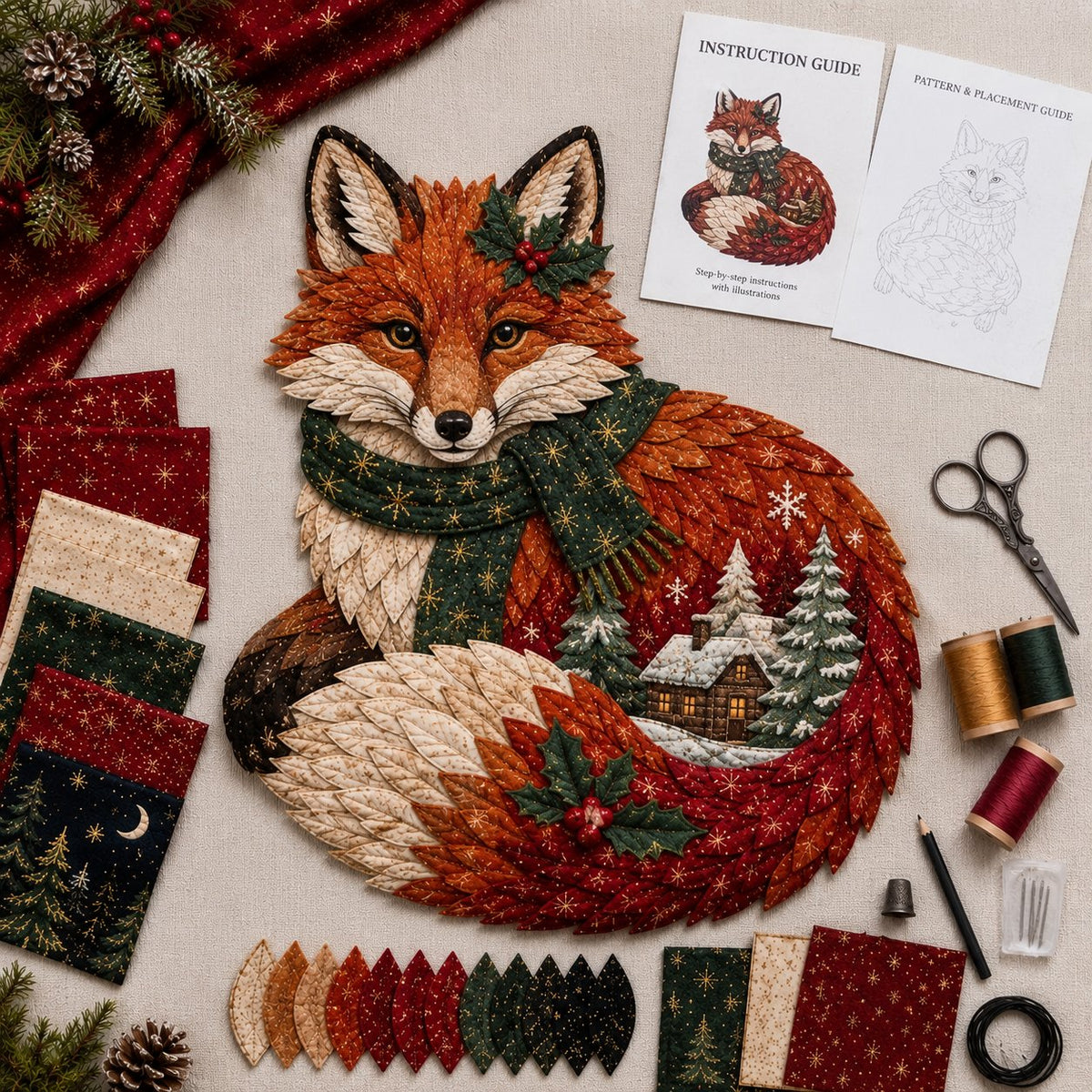 🎄🎅Christmas Woodland Wildlife DIY Patchwork Kit–✨Create a Festive Handmade Keepsake (📦Buy 2 Free Shipping)