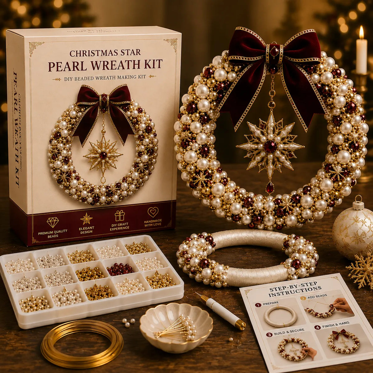 DIY Pearl Art - Christmas Wreath