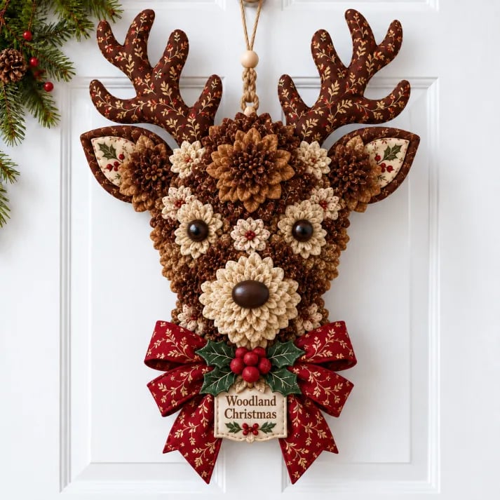 🎄✨Christmas Fabric Flower Door Hanging DIY Kit