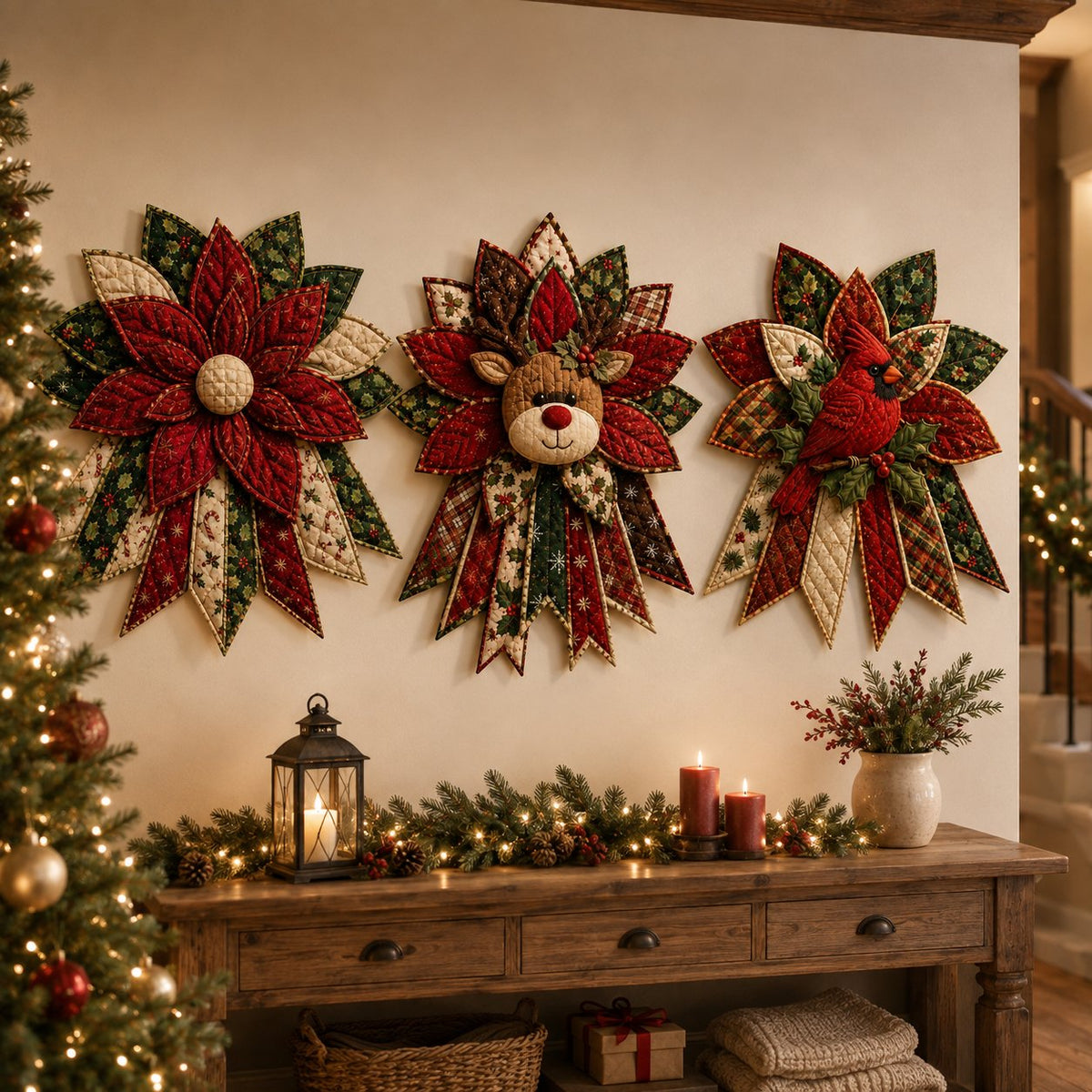 🎉 Holiday Celebration 50% OFF🎄Festive Quilted Christmas Door Hanging DIY Sewing Kit