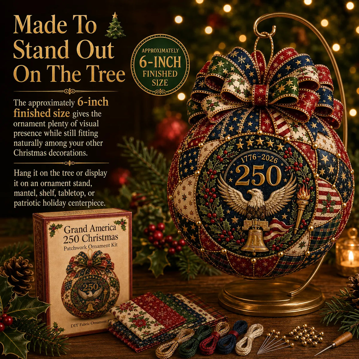 ❤️🎄 USA 250th Anniversary Christmas Patchwork Ornament DIY Kit