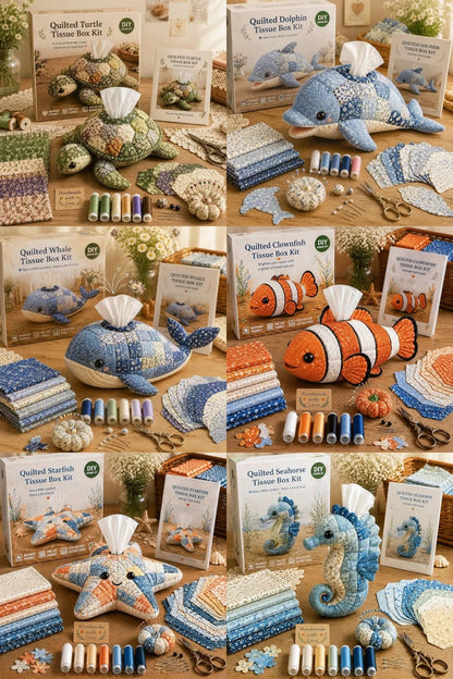 🎁DIY Gift🧵 Quilted sea Animal Tissue Box DIY Kit