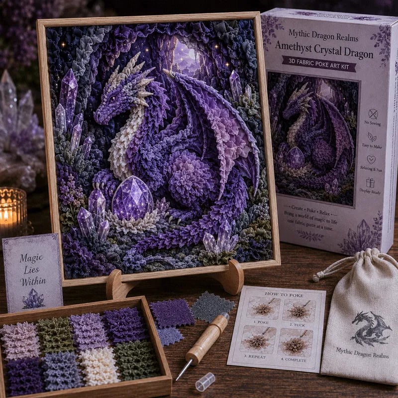 🐉 Mythic Dragon Realms 3D Fabric Poke Art Kit