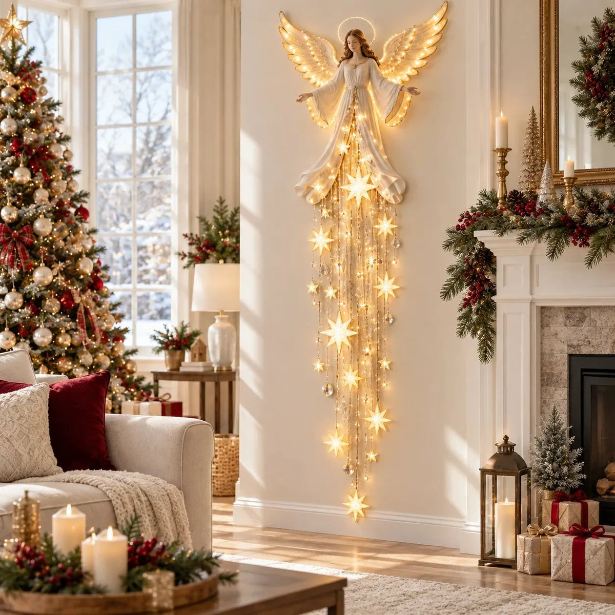 ✨Angel Blessing Starfall Wall Light – Heavenly Christmas Wall Decor