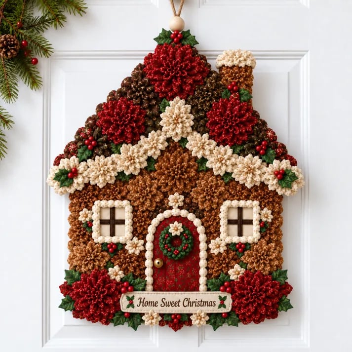 🎄✨Christmas Fabric Flower Door Hanging DIY Kit