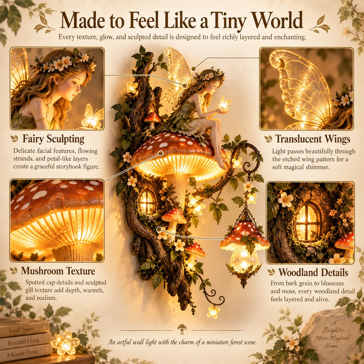 🧚🍄 Enchanted Mushroom Fairy Wall Light