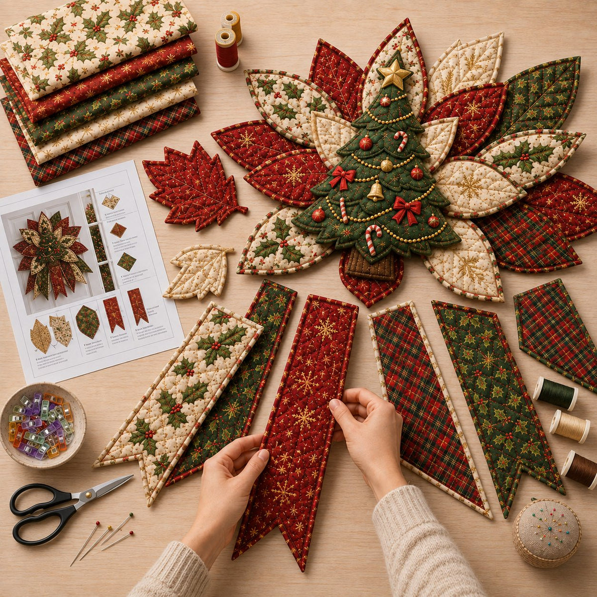 🎉 Holiday Celebration 50% OFF🎄Festive Quilted Christmas Door Hanging DIY Sewing Kit
