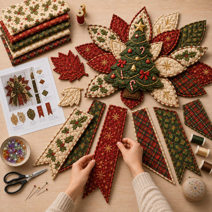 🎉 Holiday Celebration 50% OFF🎄Festive Quilted Christmas Door Hanging DIY Sewing Kit