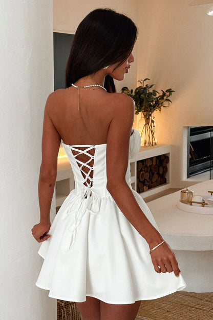 Jetta Strapless Corset Mini Dress - White