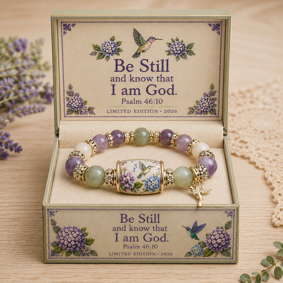 💜Hummingbird Garden Faith Bracelet 🌸