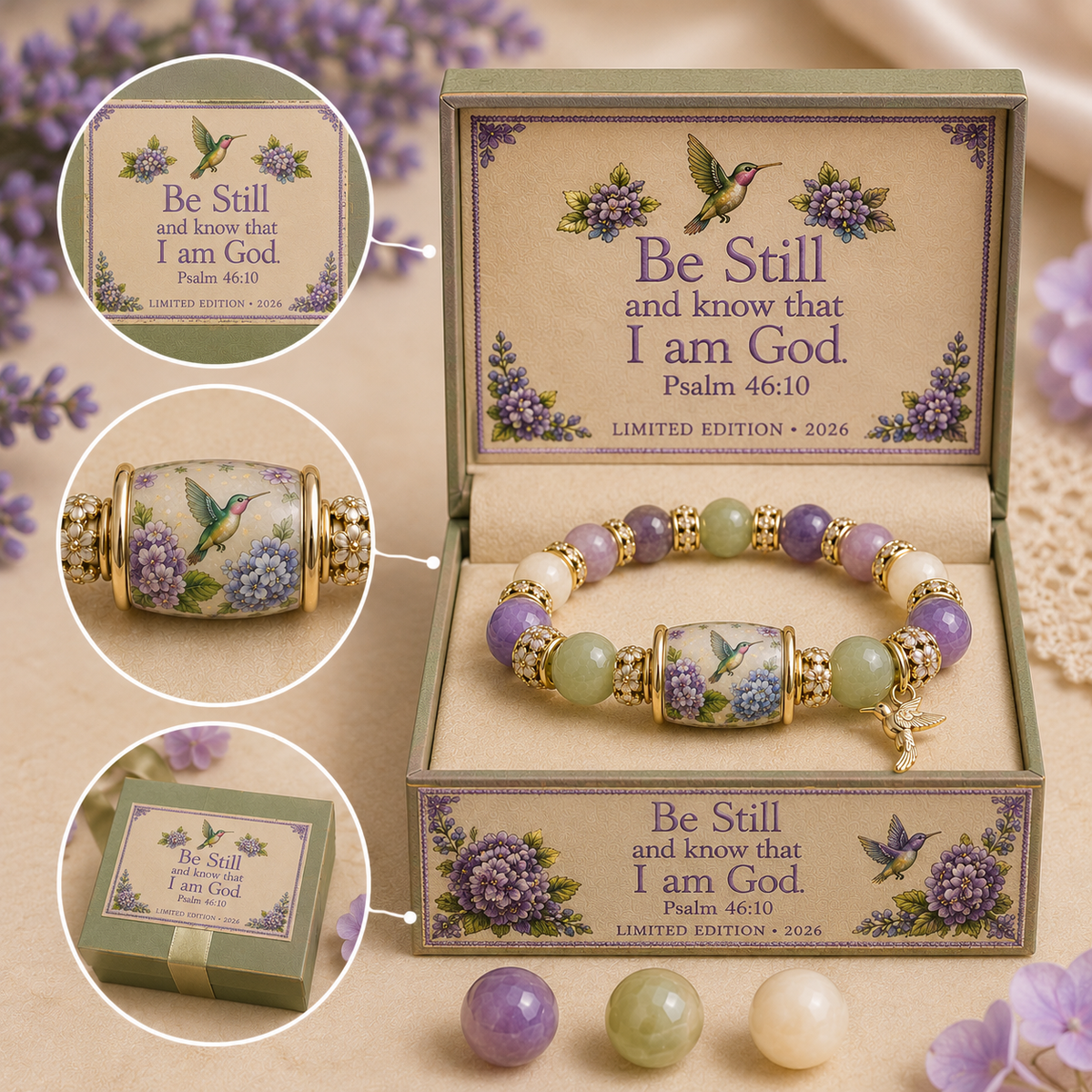 💜Hummingbird Garden Faith Bracelet 🌸