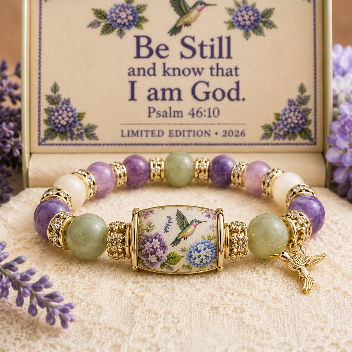 💜Hummingbird Garden Faith Bracelet 🌸