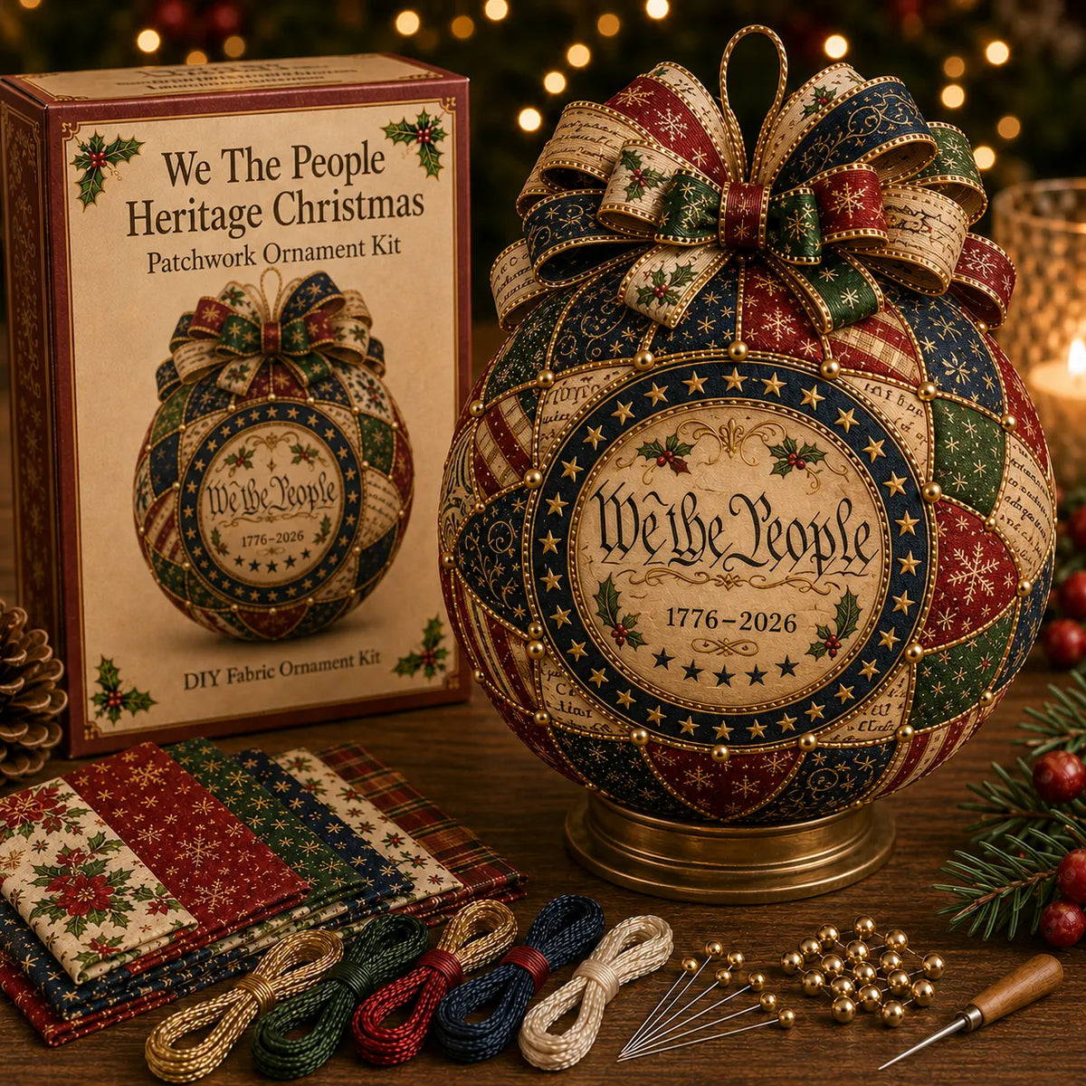 ❤️🎄 USA 250th Anniversary Christmas Patchwork Ornament DIY Kit