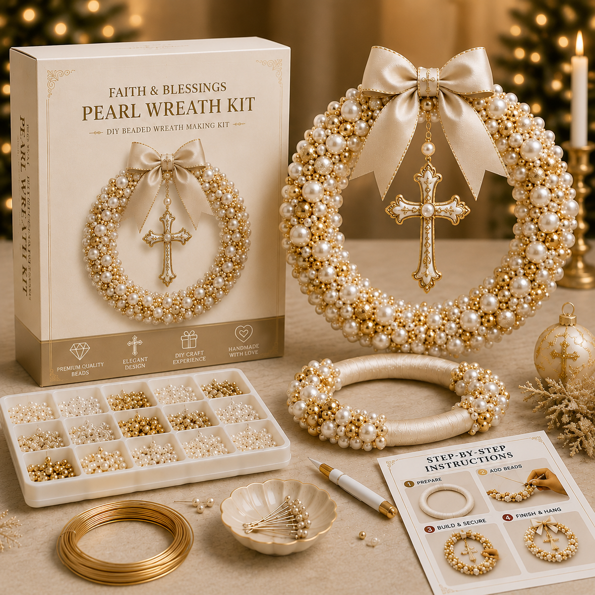 DIY Pearl Art - Christmas Wreath