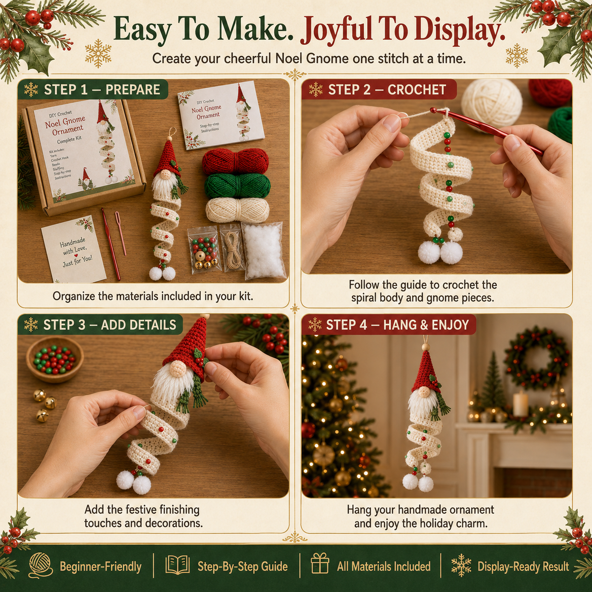 🎄DIY Crochet Gnome Ornament Collection🎉The joy of handicrafts awaits your exploration❤️