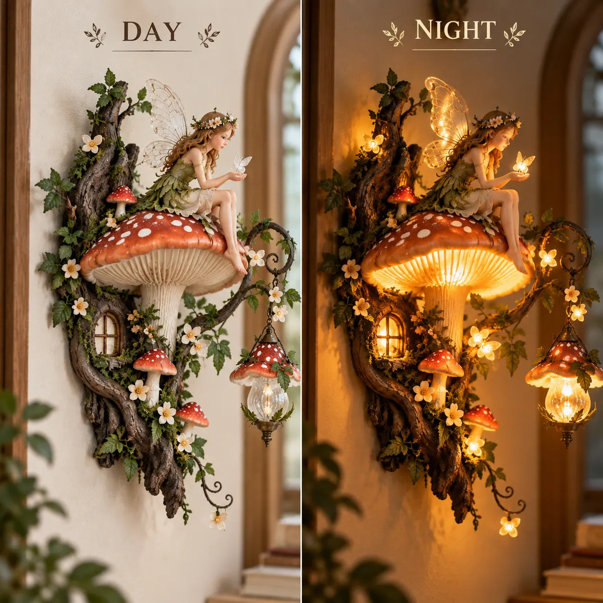 🧚🍄 Enchanted Mushroom Fairy Wall Light