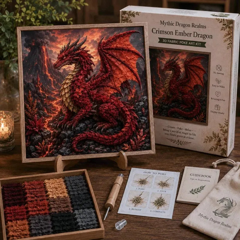 🐉 Mythic Dragon Realms 3D Fabric Poke Art Kit