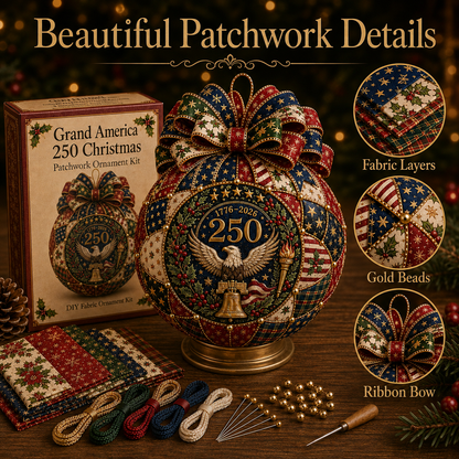 ❤️🎄 USA 250th Anniversary Christmas Patchwork Ornament DIY Kit