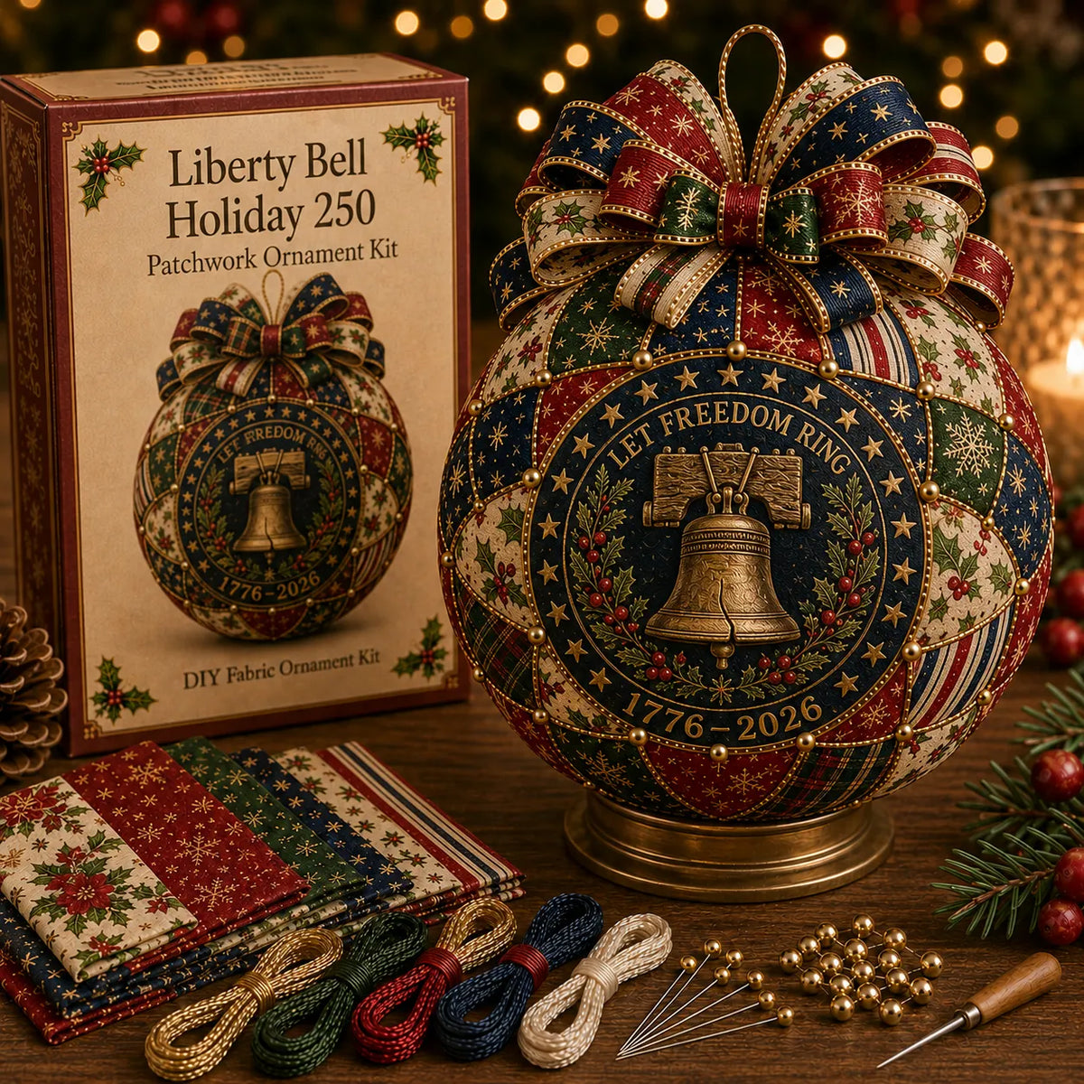 ❤️🎄 USA 250th Anniversary Christmas Patchwork Ornament DIY Kit