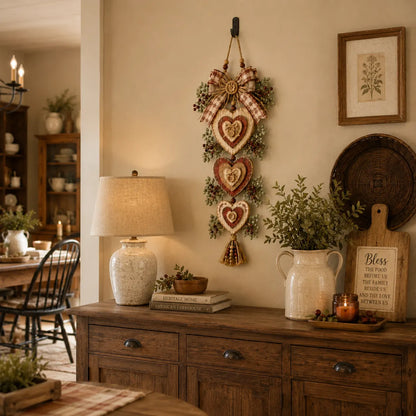 🍂🤎Vintage Farmhouse Layered Heart Wall Hanging