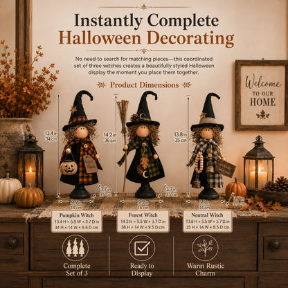 🎃🧙‍♀️Rustic Halloween Witch Figurines