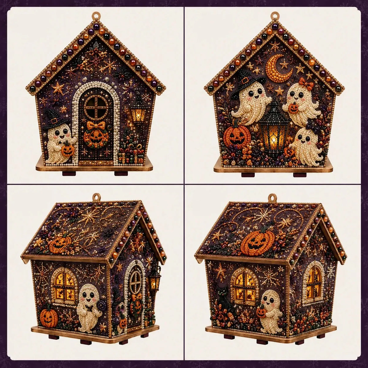 🏚️🎃Moonlit Wooden Cottage 3D Pearl Art Kit Collection | Complete Kit with All Tools & Step-by-Step Guide Included 💕