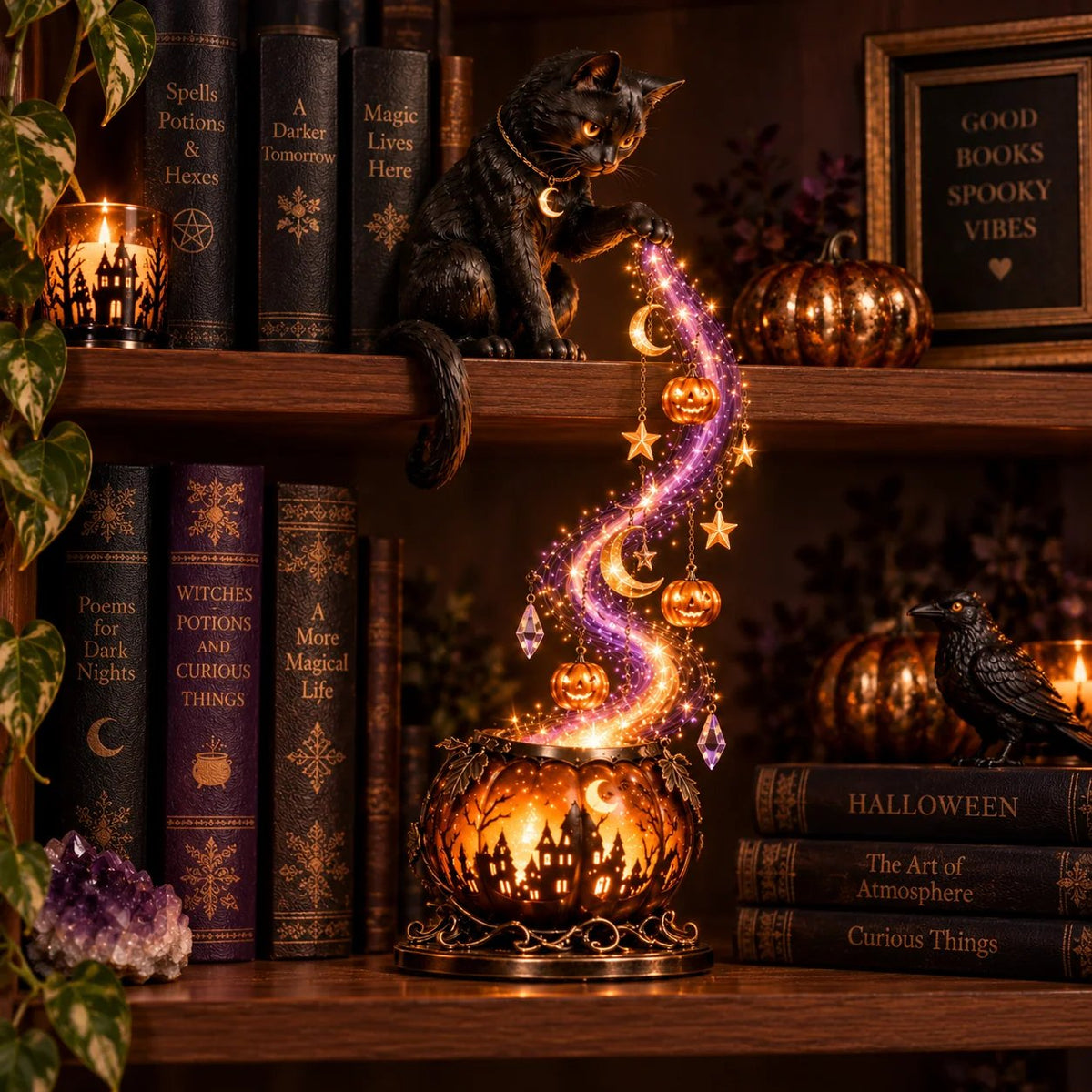 ✨ Halloween Magic Cascade Shelf Light CollectionTM – Enchanted Bookcase Decor