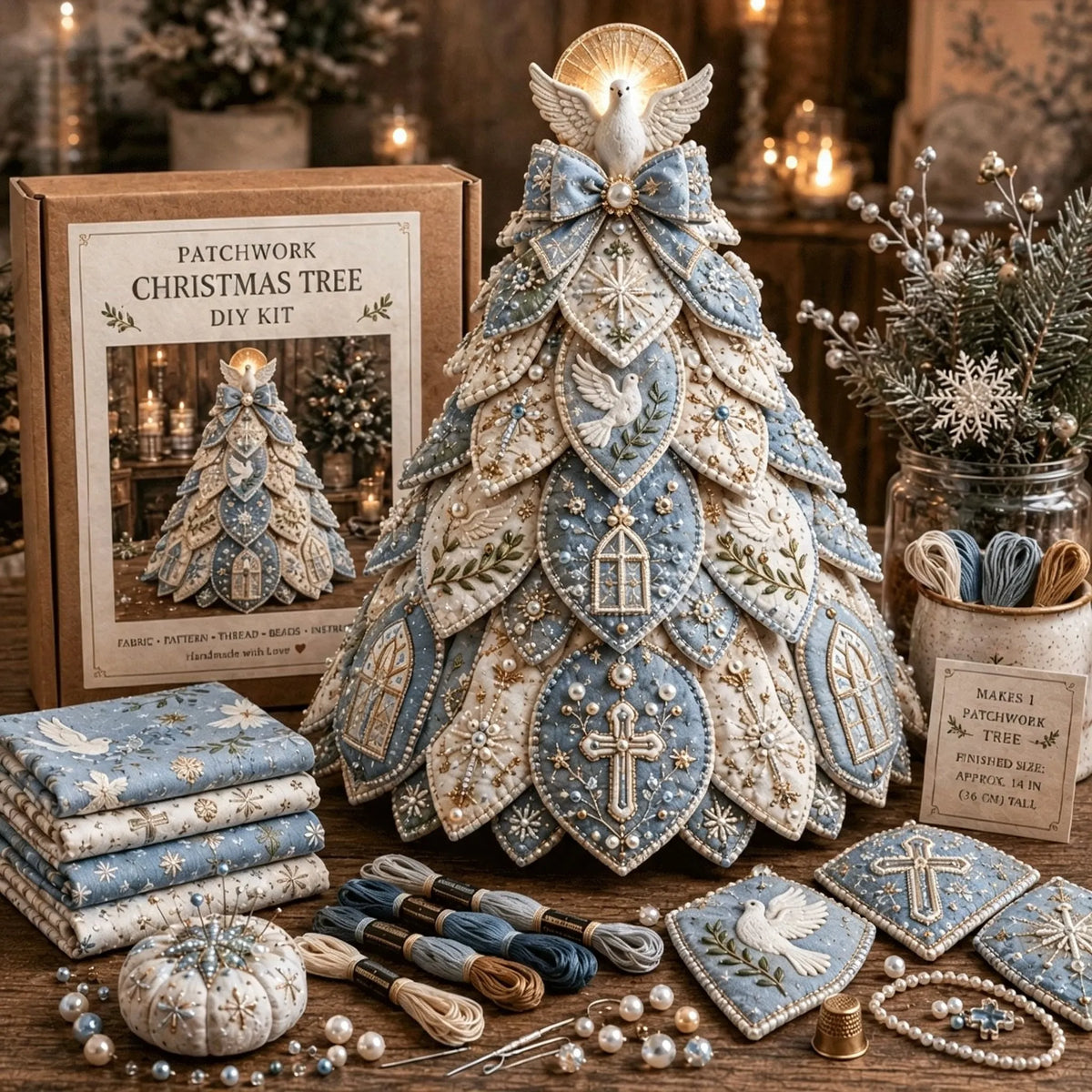 ✝️Religious-Themed Beaded & Quilted Christmas Tree DIY Kit