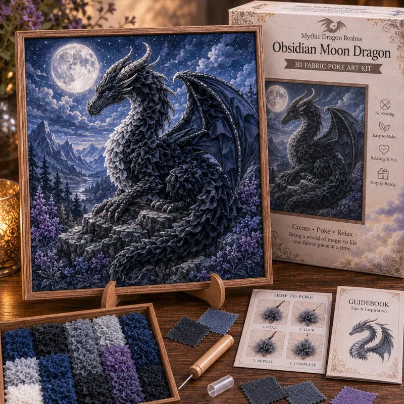 🐉 Mythic Dragon Realms 3D Fabric Poke Art Kit